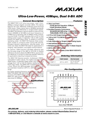 MAX1193ETI+ datasheet  